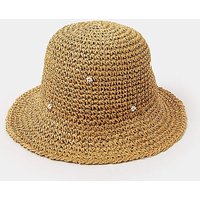 Beaded Straw Bucket Hat ONE
