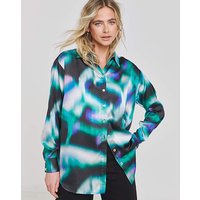 Abstract Print Relaxed Fit Satin Shirt Abstract Print