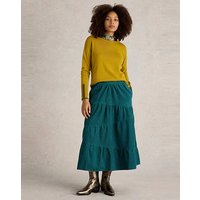 Jenna Cord Tiered Skirt Dark Green