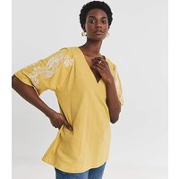V Neck Embroidered Sleeve Top JD Williams