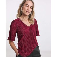 V Neck Longline Plisse Top