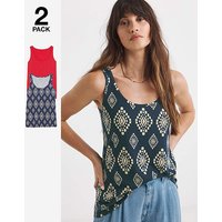 2 Pack Sleeveless Swing Vests Red Print JD Williams