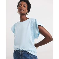 Broderie Trim Frill Sleeve Top