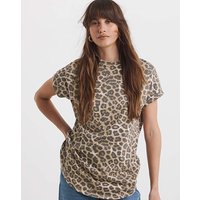 Longline Short Sleeve Curved Hem Leopard Print JD Williams