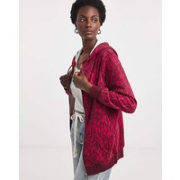 Longline Zip Up Hoodie Print