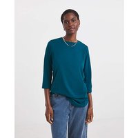 Longline Curved Hem 3 4 Sleeve Top Pine