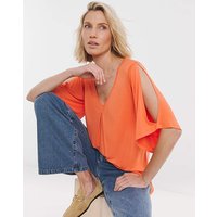 Split Sleeve V Neck Swing Top