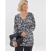 Soft Touch V Neck Longline Leopard JD Williams
