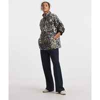 Longline Borg Quarter Zip Animal Print