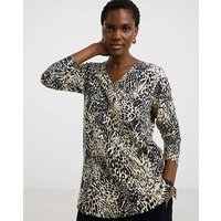 V Neck Split Hem Slouch T Shirt Animal Print JD Williams