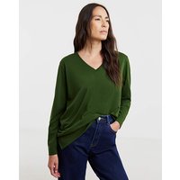V Neck Split Hem Slouch T Shirt Pine JD Williams