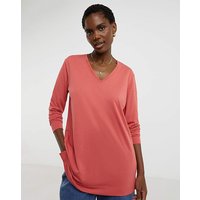 V Neck Split Hem Slouch T Shirt Dark JD Williams