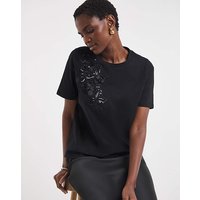 Placement Floral 3D Embellished T Shirt