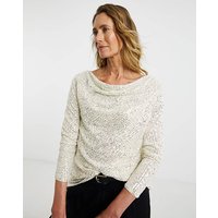 Sequin Slash Cowl Neck Long Sleeve Top
