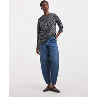 Longline Curved Hem 3 4 Sleeve Top Leopard
