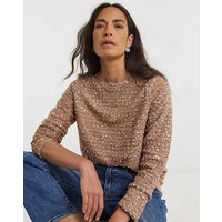 Boucle Sequin Slash Neck Top
