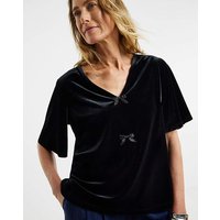 Velvet Bow Front Angel Sleeve Top
