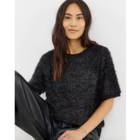 Glitter Knit Short Sleeve Sweatshirt