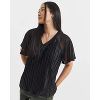 Longline Pleated Angel Sleeve Top