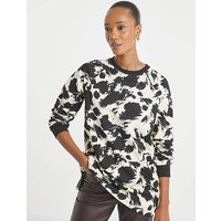 Classic Longline Sweatshirt COW Print JD Williams