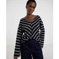 Textured Stripe Knit Longline Top Stripe