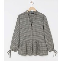 Smock Frill Detail Blouse Check