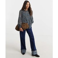 Georgette Collarless Blouse Abstract