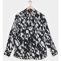 Dipped Back Shirt BLK Animal