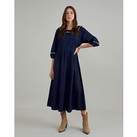 Embroidered Dress Dark Blue