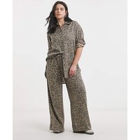 Wide Leg Linen Mix Trousers