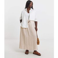 Tie Waist Bead Linen Mix Midaxi Skirt