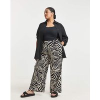Wide Leg Spun Viscose Trousers Mono Print