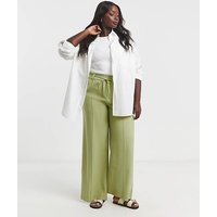 Twill Wide Leg Trousers Sage