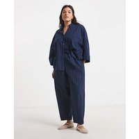 Pinstripe Barrel Trouser Navy White
