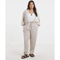 Neutral Stripe Barrel Trouser Striped