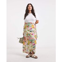 Post Card Print Linen Skirt Print
