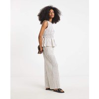 Stripe Waffle Wide Leg Trouser Stripe