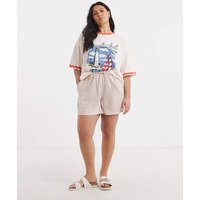 Stripe Linen Shorts Ivory Pink