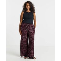 LEOPARD TEXTURED WAFFLE WIDE LEG TROUSER Print
