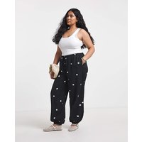 Mono Spot Linen Mix Balloon Trouser Spot Print