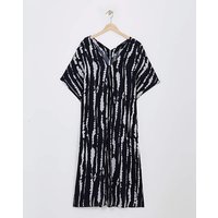 Crinkle Kaftan Midi Dress Mono Print
