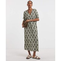 Textured Crinkle Kaftan Midi Dress Print