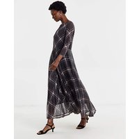 Mesh Pleated Ballet Slash Neck Dress Check Print