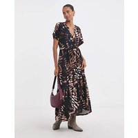 Notch Neck Maxi Dress Print