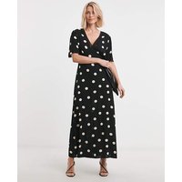 Textured Crinkle Lace Trim Maxi Dress Spotted