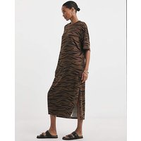 Soft Touch Half Sleeve Midi T Shirt Dres Print