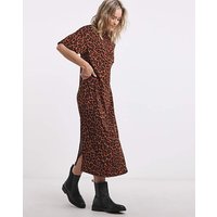 Soft Touch Midi T shirt Dress Leopard Print JD Williams