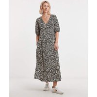 Sleeve Soft Touch Jersey Dress Mono Floral JD Williams