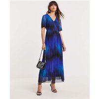 Pleated Short Sleeve Mesh Dress Print