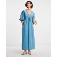 Embroidered Puff Sleeve Dress